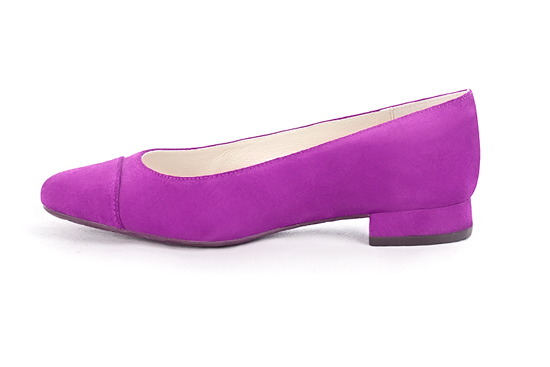 Mauve purple women's ballet pumps, with low heels. Round toe. Flat block heels - Florence KOOIJMAN